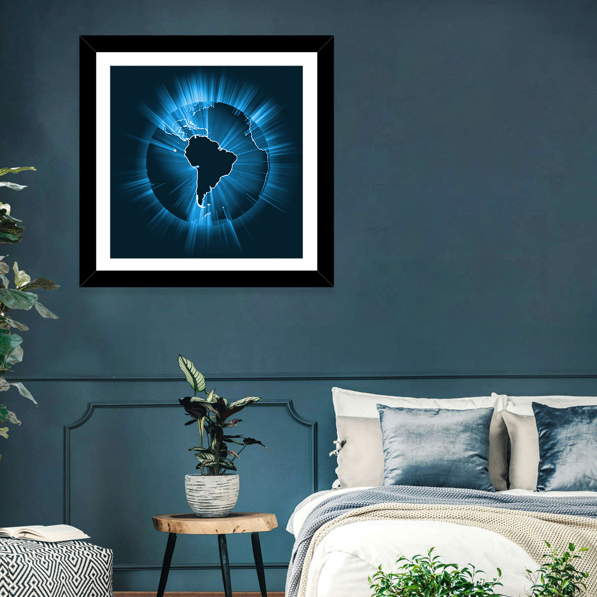 Glowing South America Map Wall Art