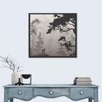 Howling Wolf in Misty Forest Wall Art
