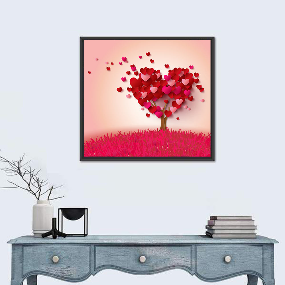 Whimsical Heart Tree Illustration Wall Art