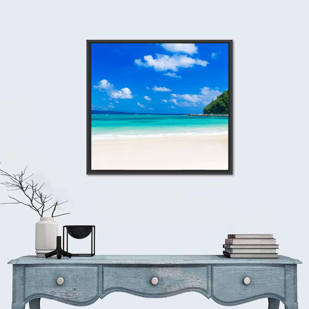 Turquoise Tropical Beach Scene Wall Art