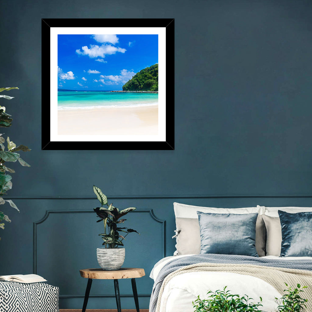 Turquoise Tropical Beach Scene Wall Art