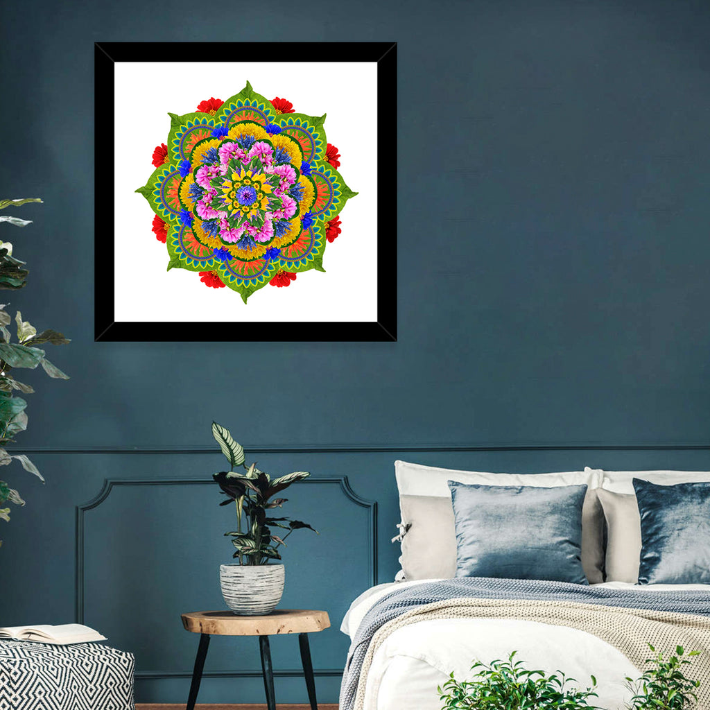 Vibrant Lotus Floral Mandala Wall Art