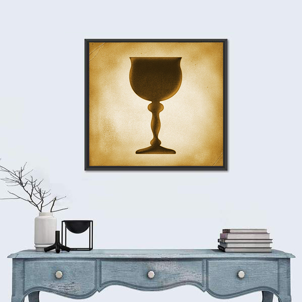 Holy Grail Chalice Illustration Wall Art in a room, square