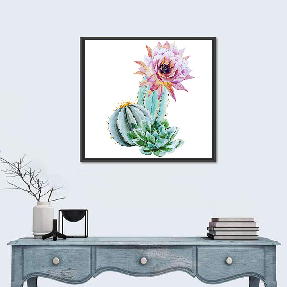 Blooming Cactus Watercolor Wall Art