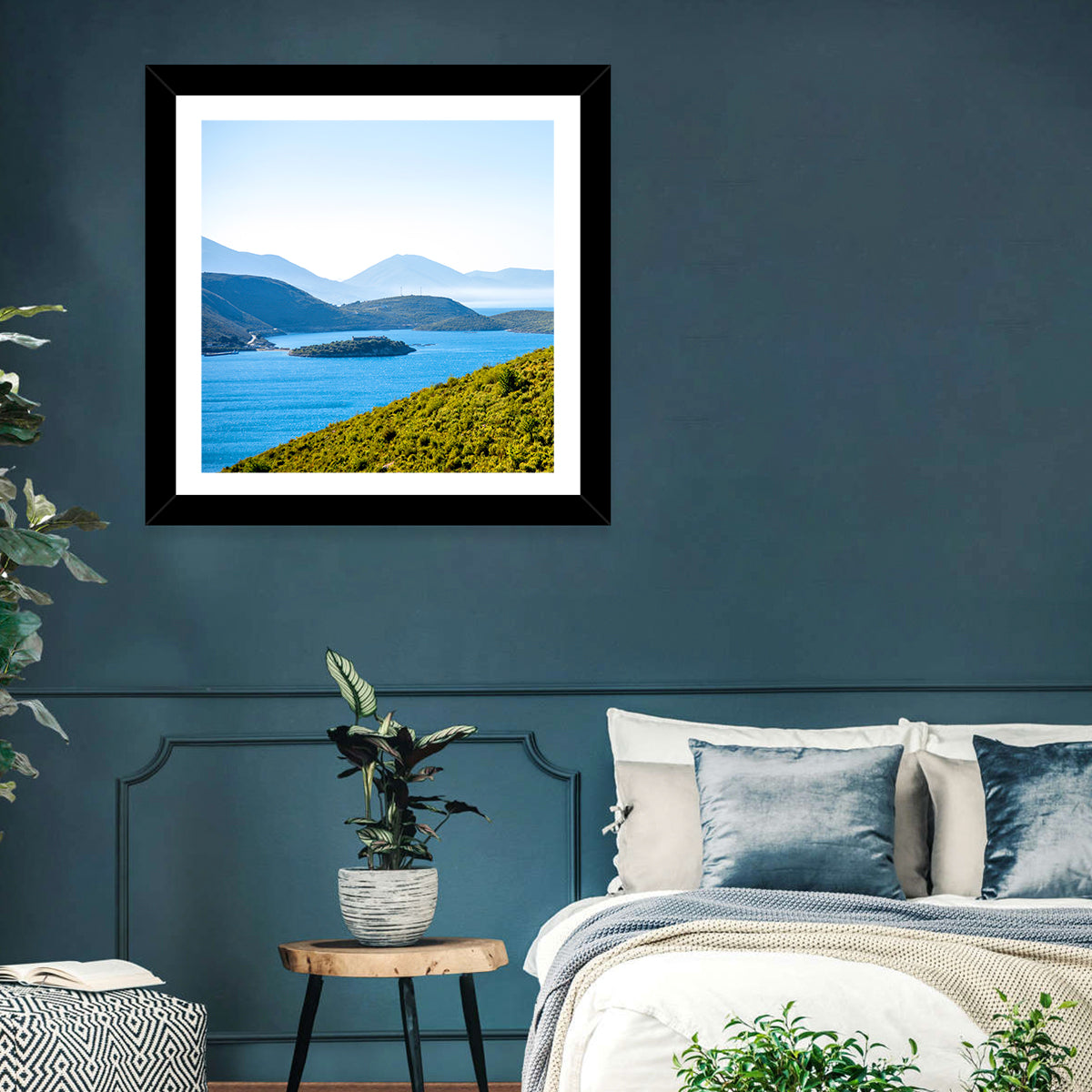 Porto Palermo Bay with Ali Pasha Castle Wall Art in a room, square