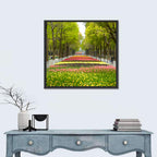 Tree-lined Tulip Garden Path Wall Art