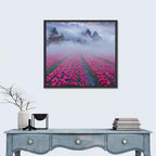 Misty Pink Tulip Field Wall Art