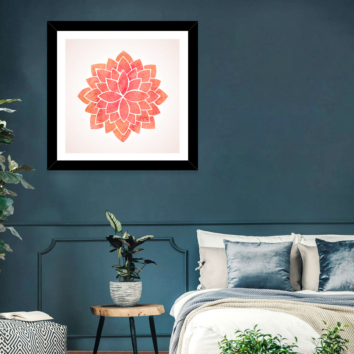 Red Lotus Mandala Wall Art