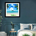 Palm-framed Tropical Island Beach Wall Art