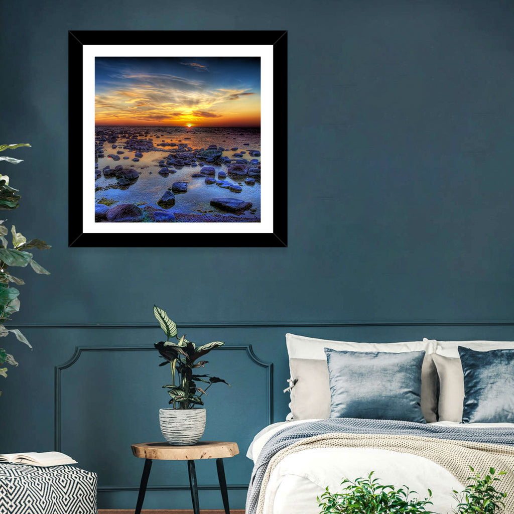 Sea Stones at Sunset Wall Art