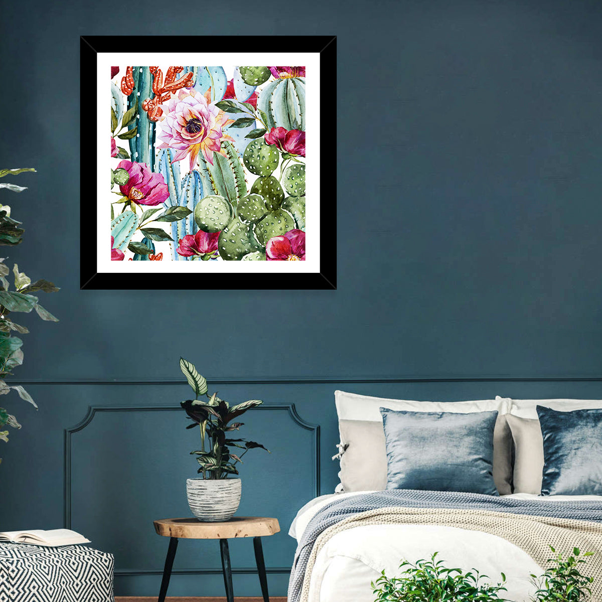 Watercolor Cactus Pattern Wall Art
