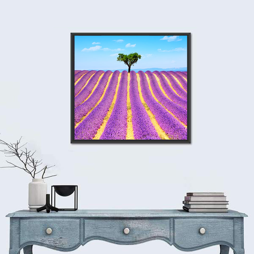 Lavender Field Wall Art in a room, square