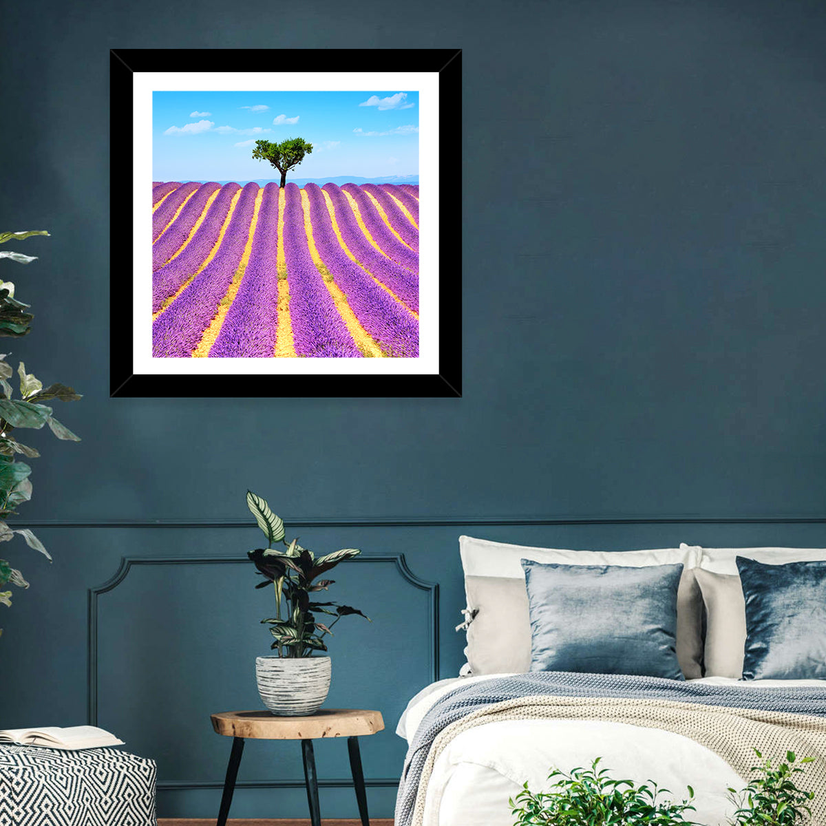 Lavender Field Wall Art in a room, square