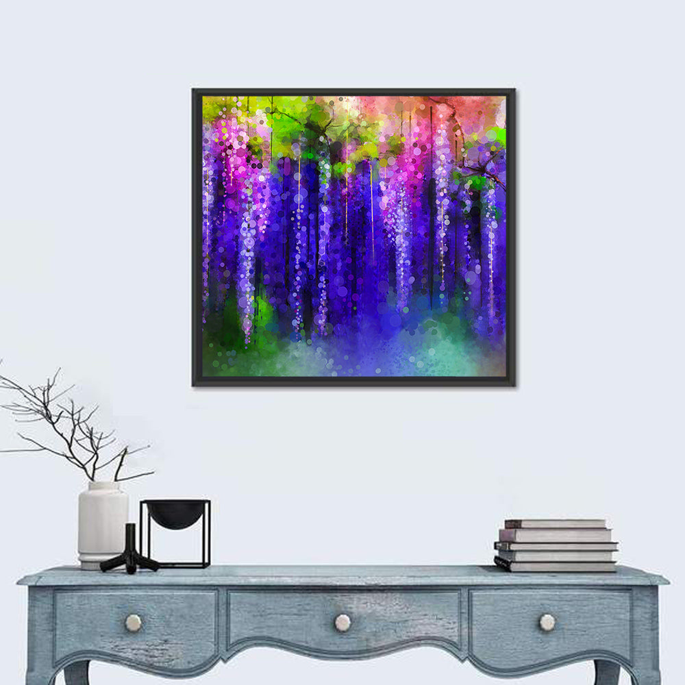 Dreamy Wisteria Vines Wall Art in a room, square