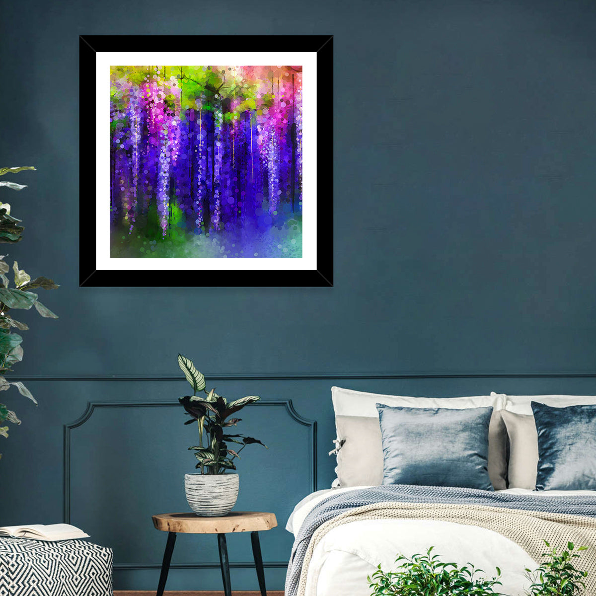 Dreamy Wisteria Vines Wall Art in a room, square