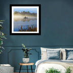 Misty Lake Fisherman Wall Art