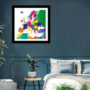 Coloured Europe Map Wall Art