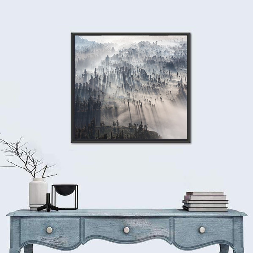 Foggy Forest Sunrise Wall Art