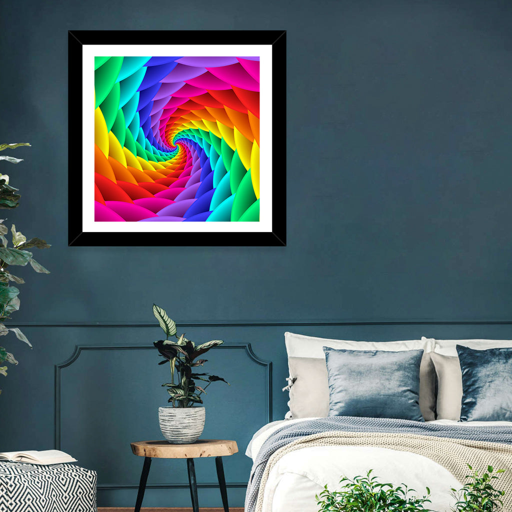 Rainbow Spiral Vortex Tunnel Wall Art