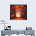 Misty Autumn Forest Path Wall Art