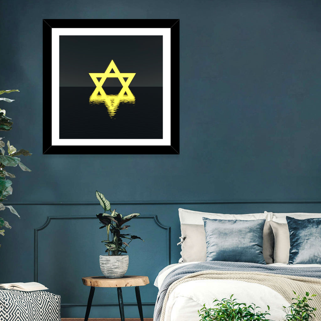 Glowing Star of David Reflection Wall Art