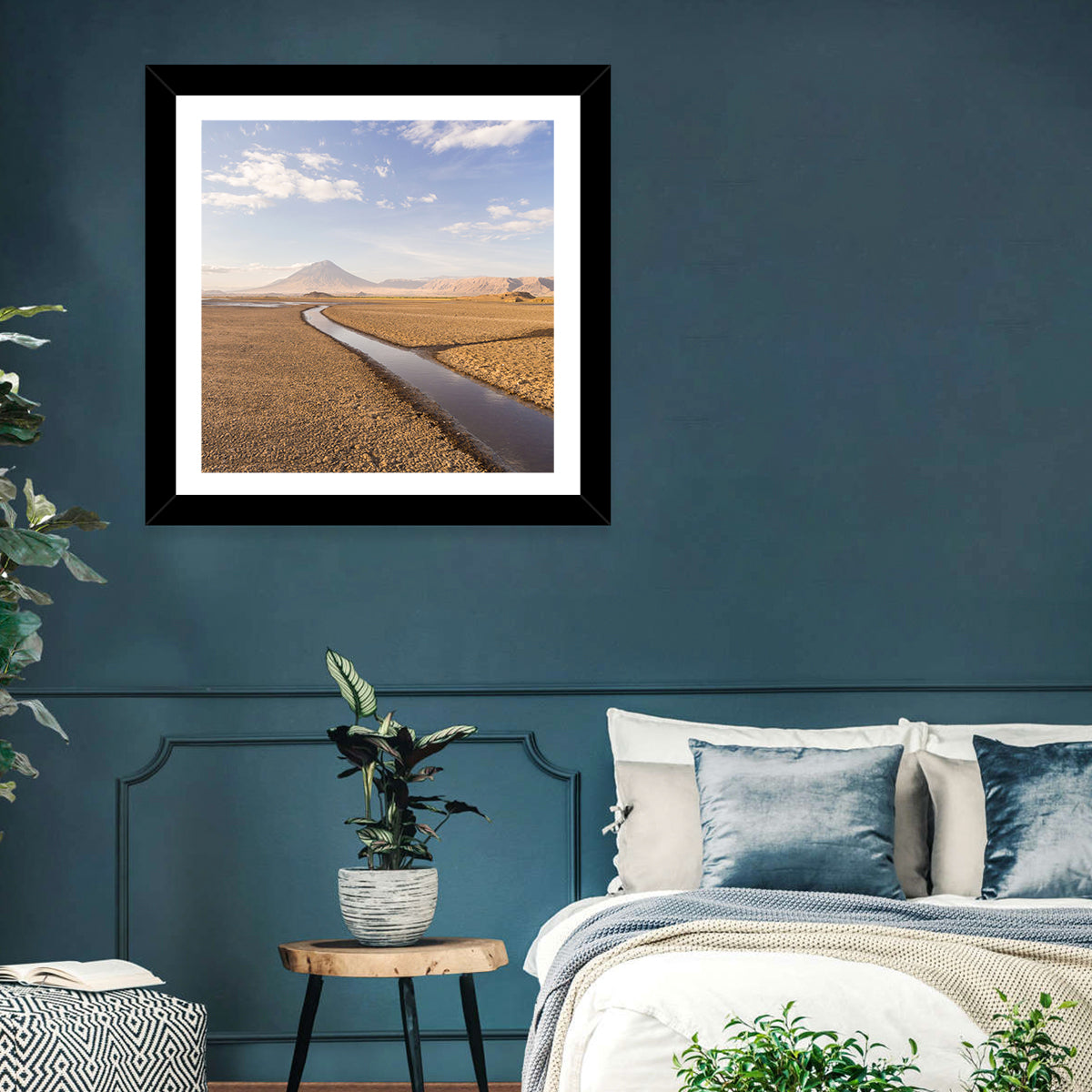 Lake Natron with Ol Doinyo Lengai Wall Art in a room, square