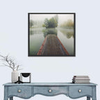 Wooden Pier on Foggy Lake Wall Art