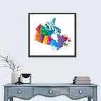 Colorful Canada Map Illustration Wall Art