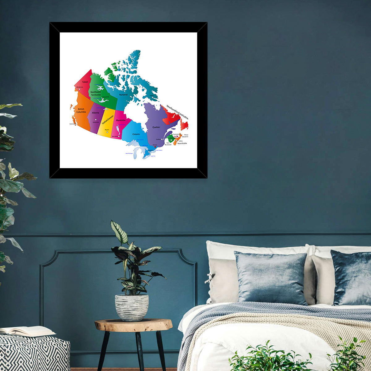 Colorful Canada Map Illustration Wall Art