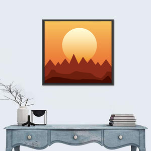 Digital Mountains Sunset Wall Art