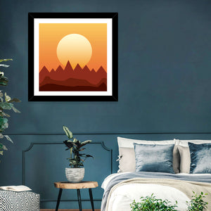 Digital Mountains Sunset Wall Art