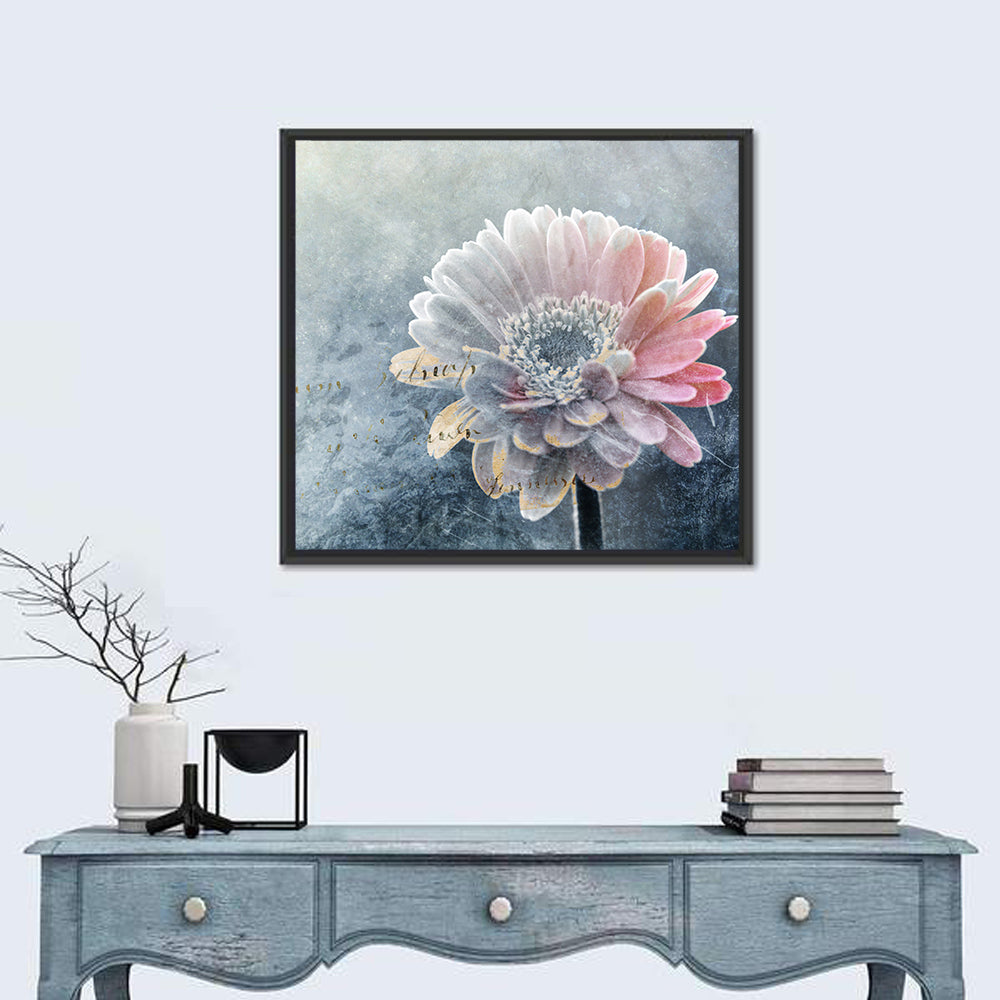 Winter Gerbera with Golden Script Wall Art