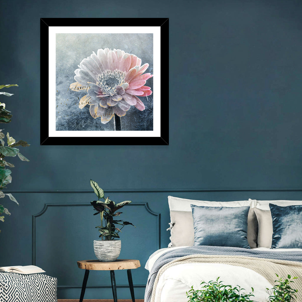 Winter Gerbera with Golden Script Wall Art