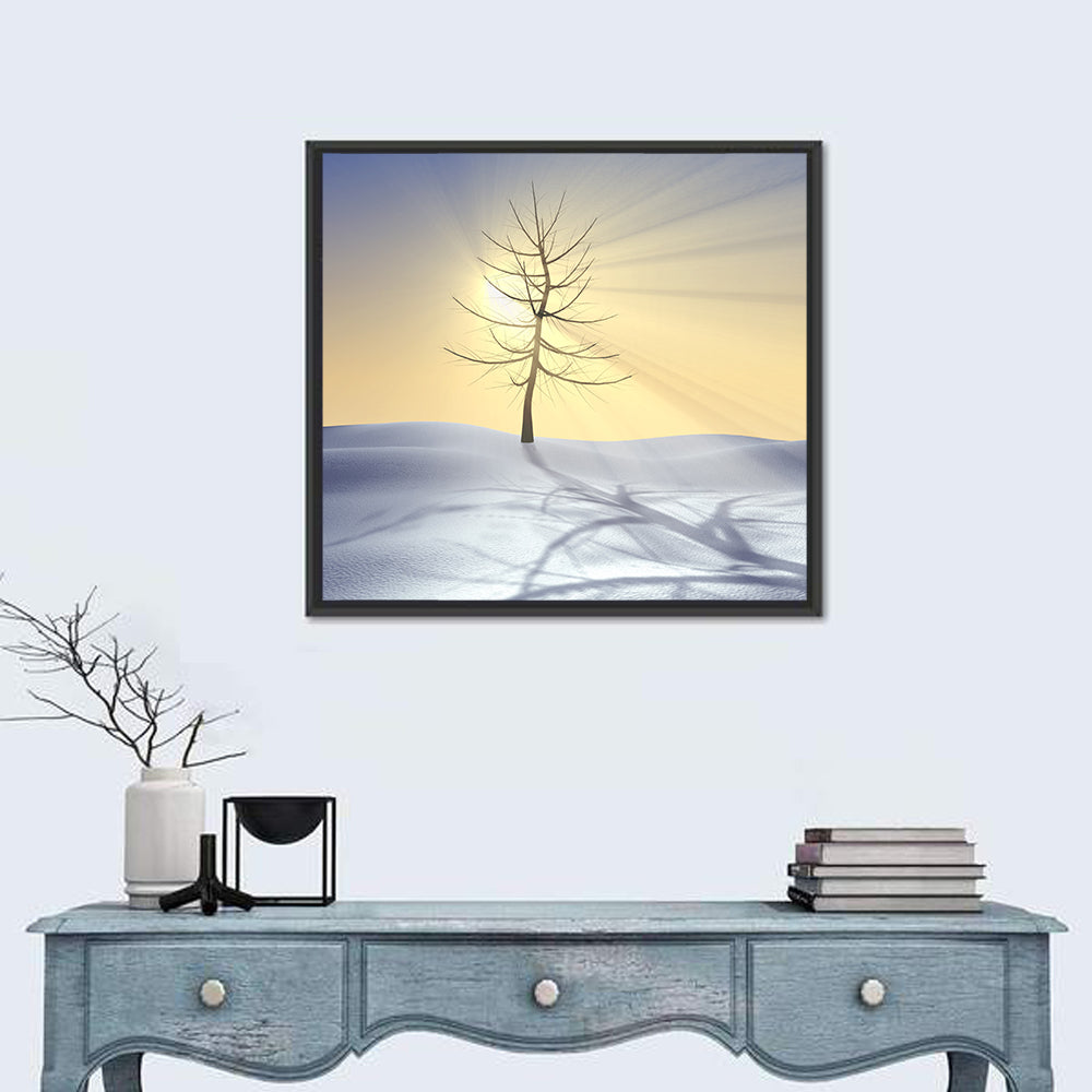 Winter Tree at Golden Sunrise Wall Art