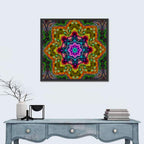 Vibrant Kaleidoscopic Mandala Ornament Wall Art