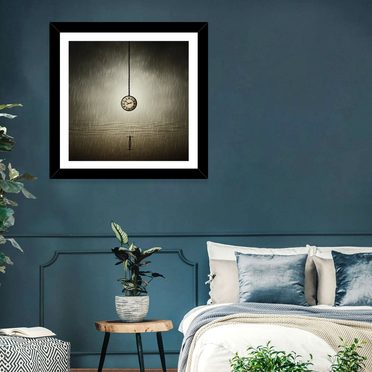 Suspended Pocket Watch in Rain Wall Art
