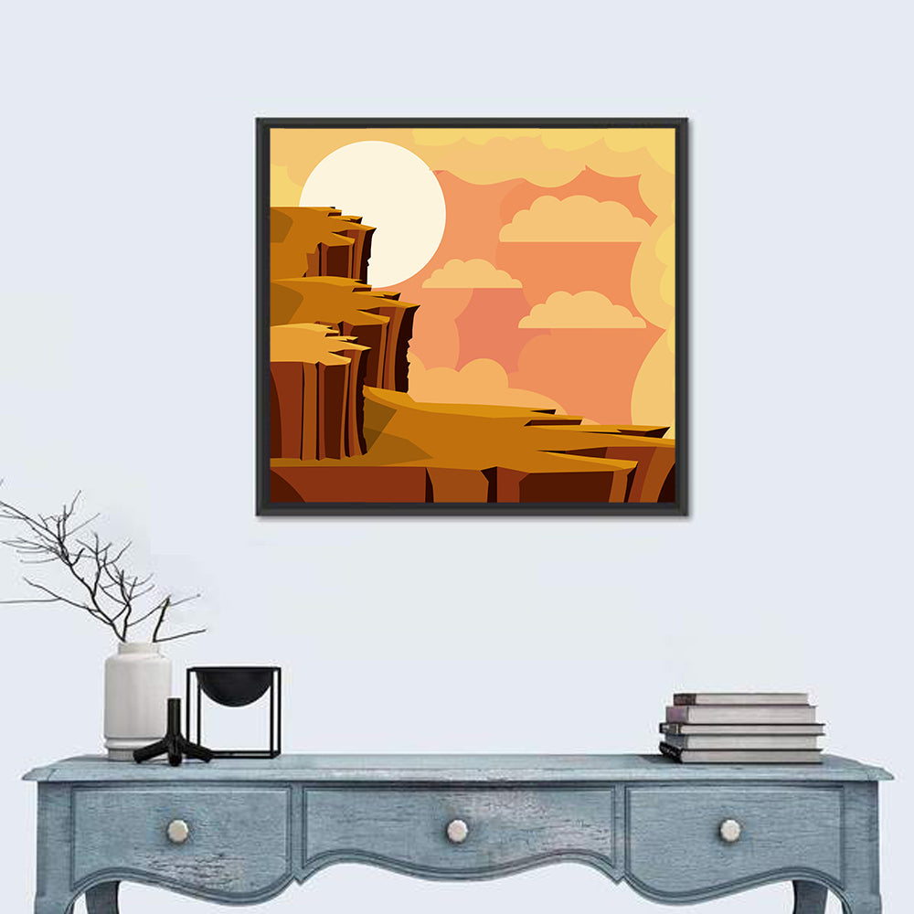 Geometric Canyon Sunrise Wall Art in a room, square