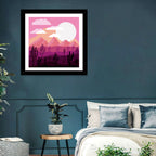 Saguaro Sunset Illustration Wall Art