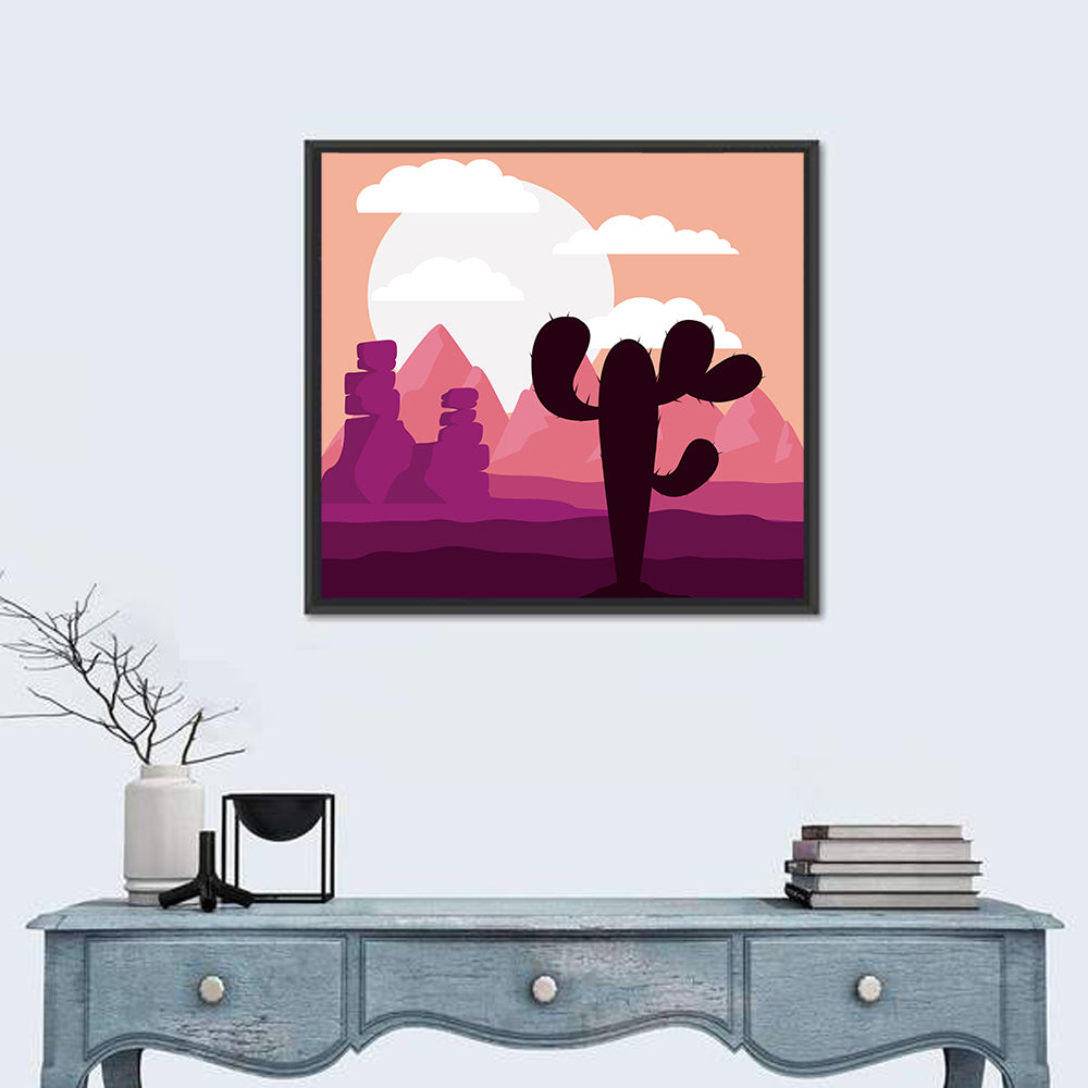 Saguaro Sunset Wall Art in a room, square