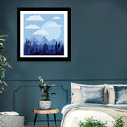 Blue Desert Cactus Illustration Wall Art