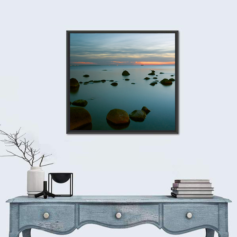 Baltic Sea at Twilight Wall Art in a room, square