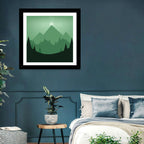 Geometric Mountain Sunset Illustration Wall Art