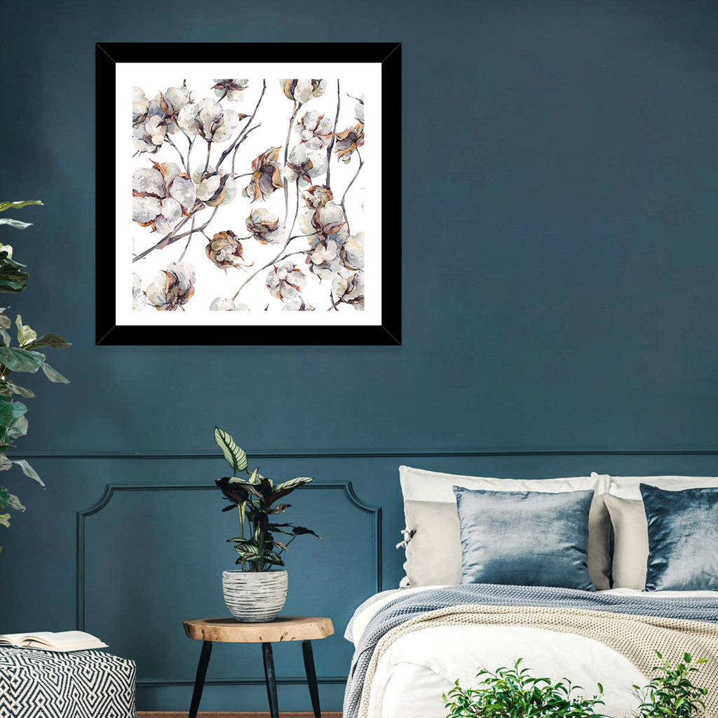 Watercolor Cotton Bolls Wall Art