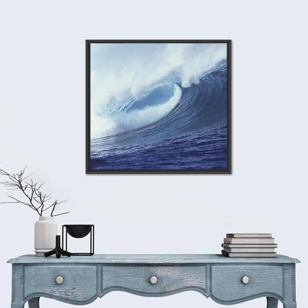 Powerful Breaking Wave Wall Art in a room, square