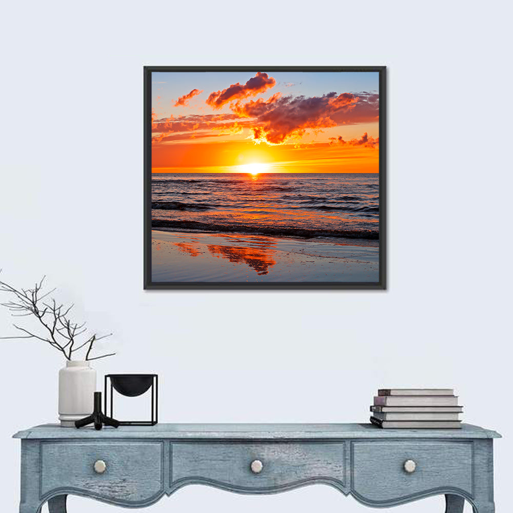 Sunset Over the Baltic Wall Art in a room, square