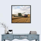 Wheat Harvest with Combine and Tractor Wall Art