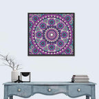 Vibrant Purple Teal Mandala Pattern Wall Art