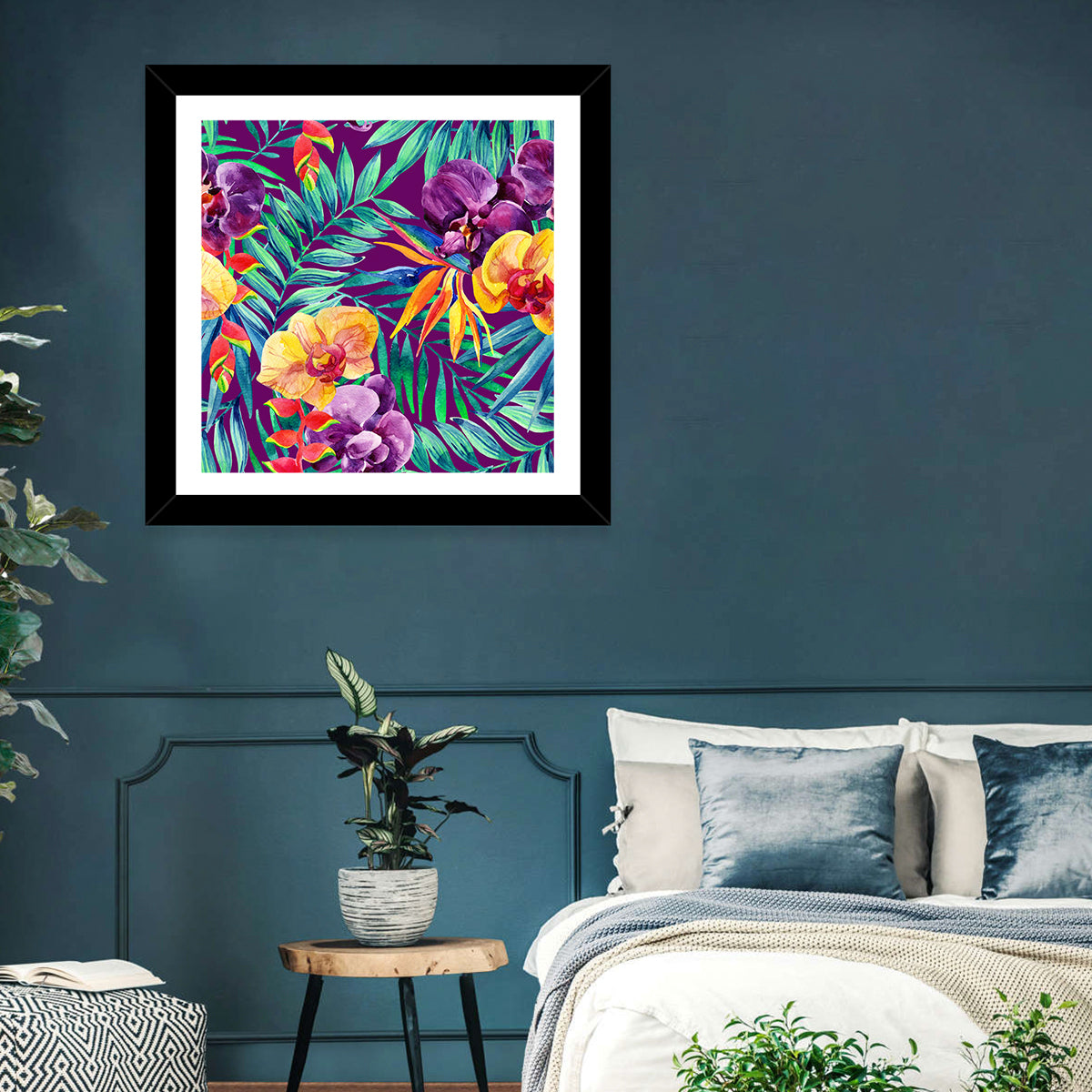 Tropical Orchid and Palm Pattern Wall Art