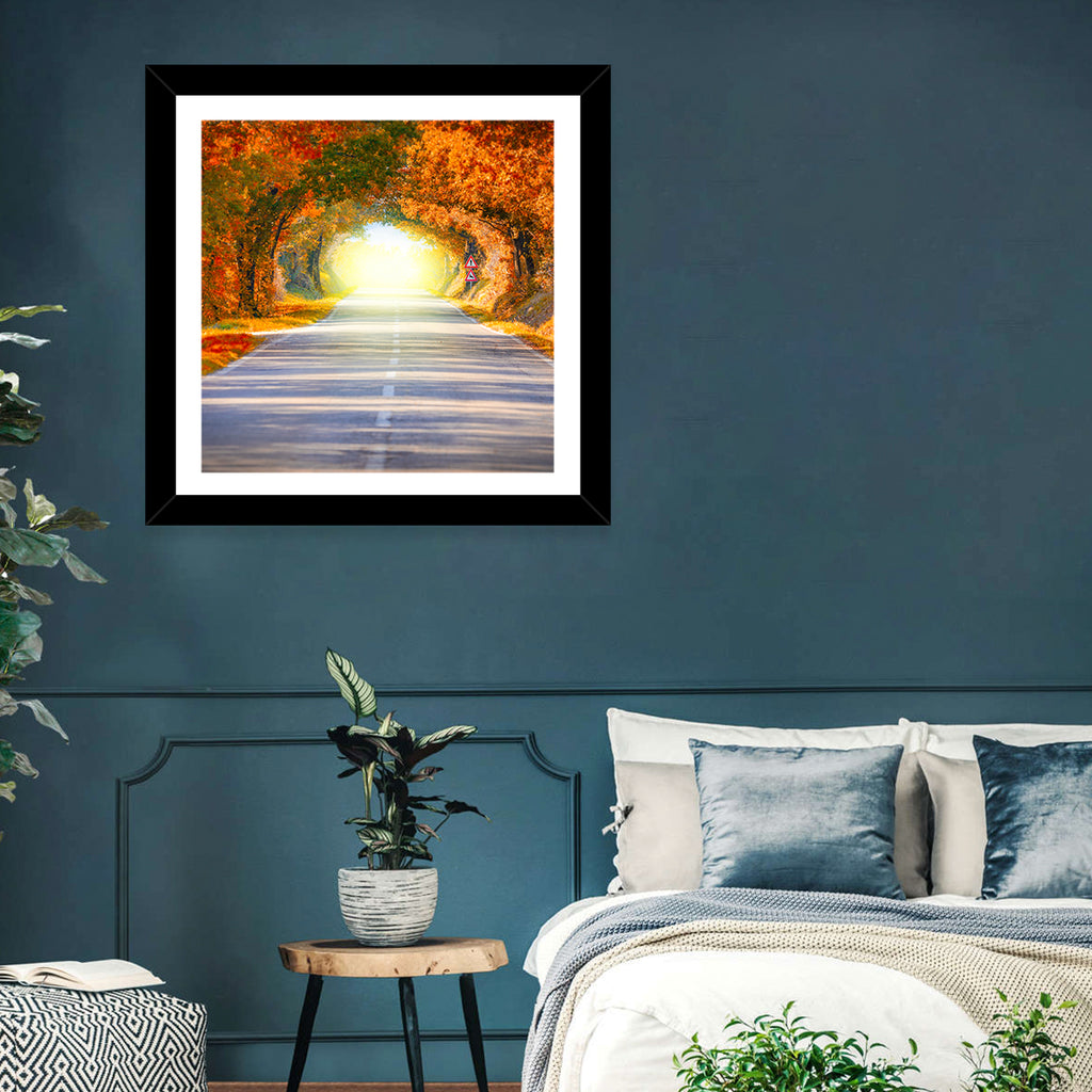 Golden Autumn Tree Tunnel Wall Art