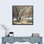 Frozen River in Winter Woodland Wall Art